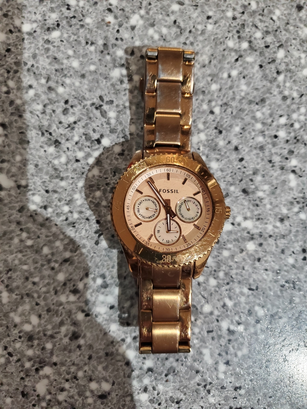 Fossil Rose Gold Stainless Steel Chronograph Bracelet Watch